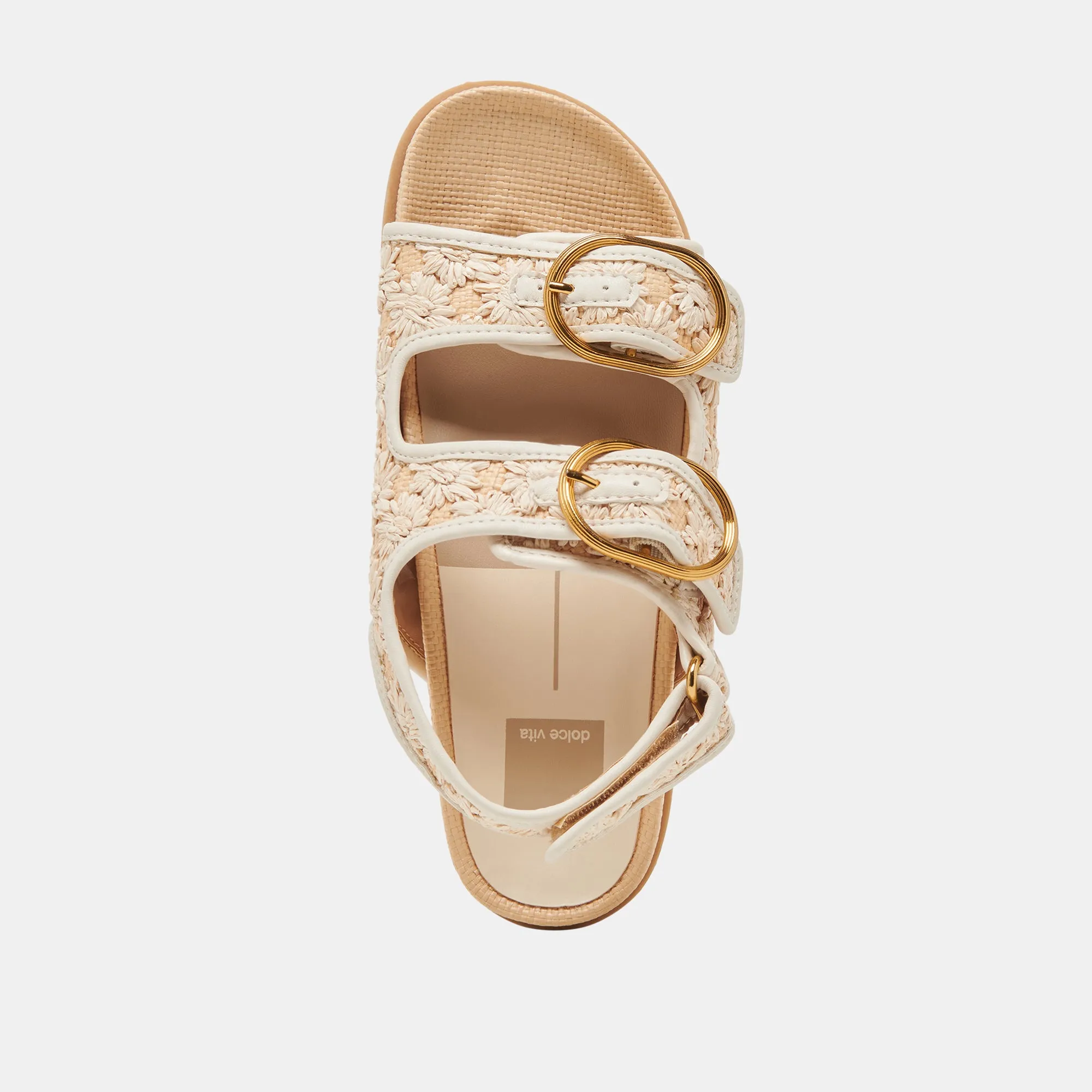 STARLA SANDALS CREME FLORAL RAFFIA