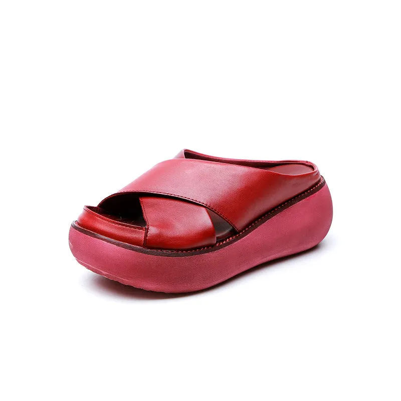 Summer Cross Strap Wedge Slippers