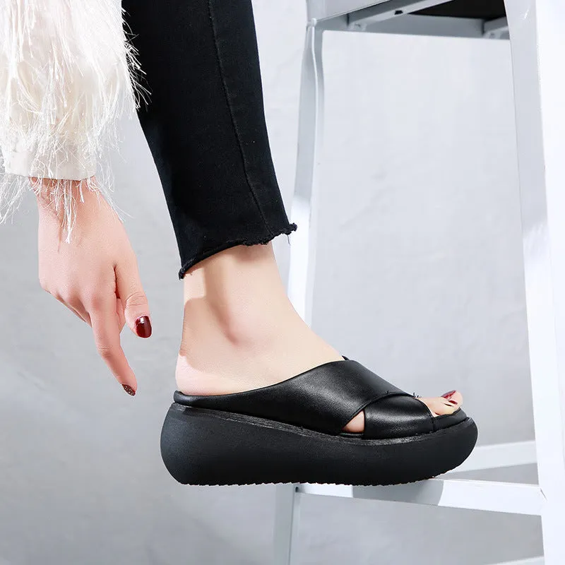 Summer Cross Strap Wedge Slippers