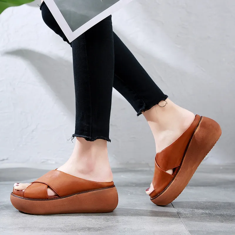 Summer Cross Strap Wedge Slippers