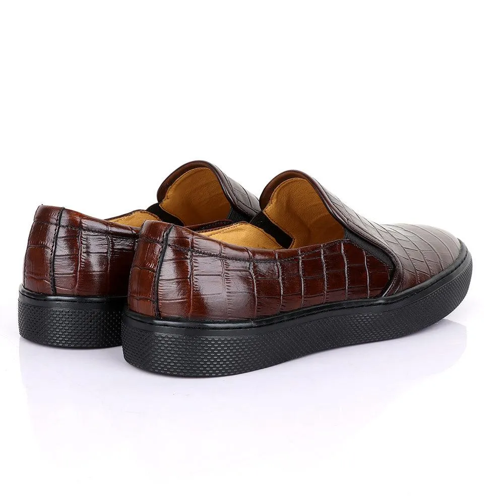 Terry Taylors Exotic Block Croc Coffee Sneaker Shoe