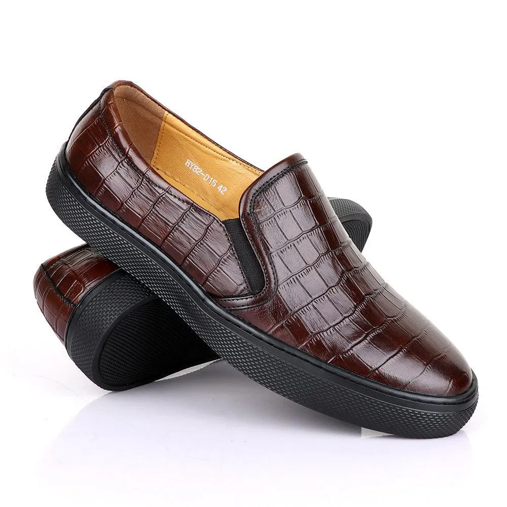 Terry Taylors Exotic Block Croc Coffee Sneaker Shoe