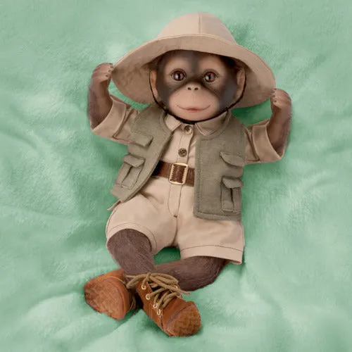 The Ashton - Drake Galleries Milo the Safari Monkey Doll Lifelike So Truly Real® Hand Applied Mohair Weighted Fully Poseable with Soft RealTouch® Vinyl Skin and Plush Leopard Stuffed Animal 16"-Inches