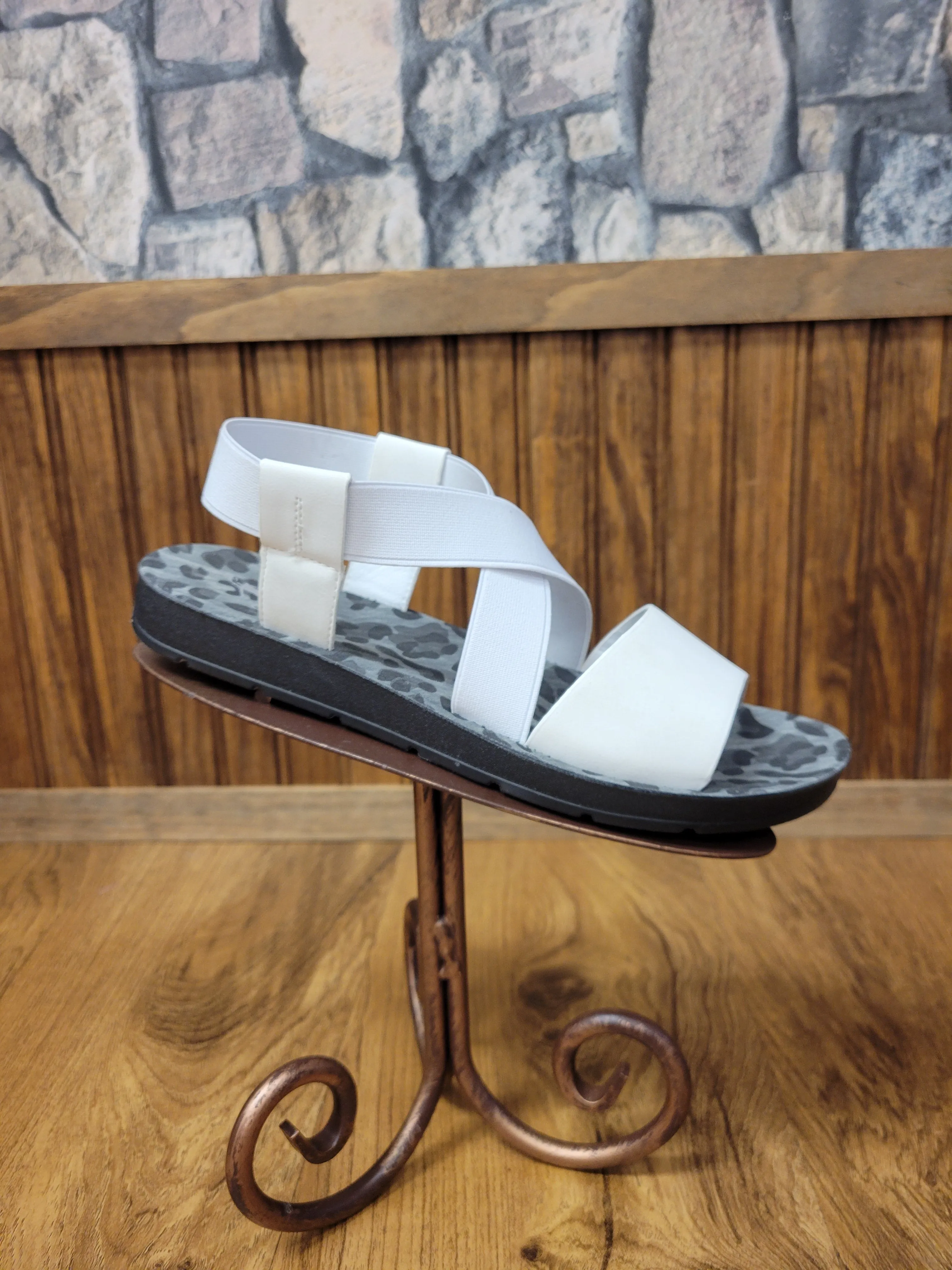 Thrive White Criss Cross Elastic Strap Sandal