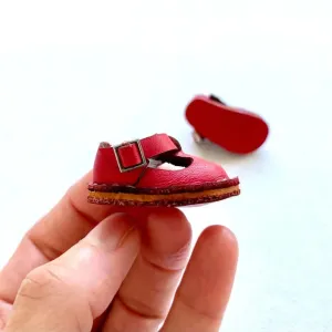 Tiny leather doll shoes red doll shoes 1/6 scale