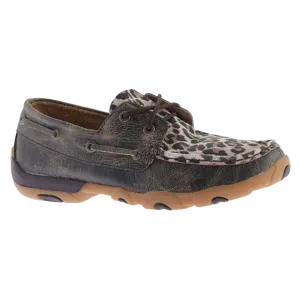 Twisted X Ladies Distressed Brown & Leopard Print Driving Mocs WDM0057