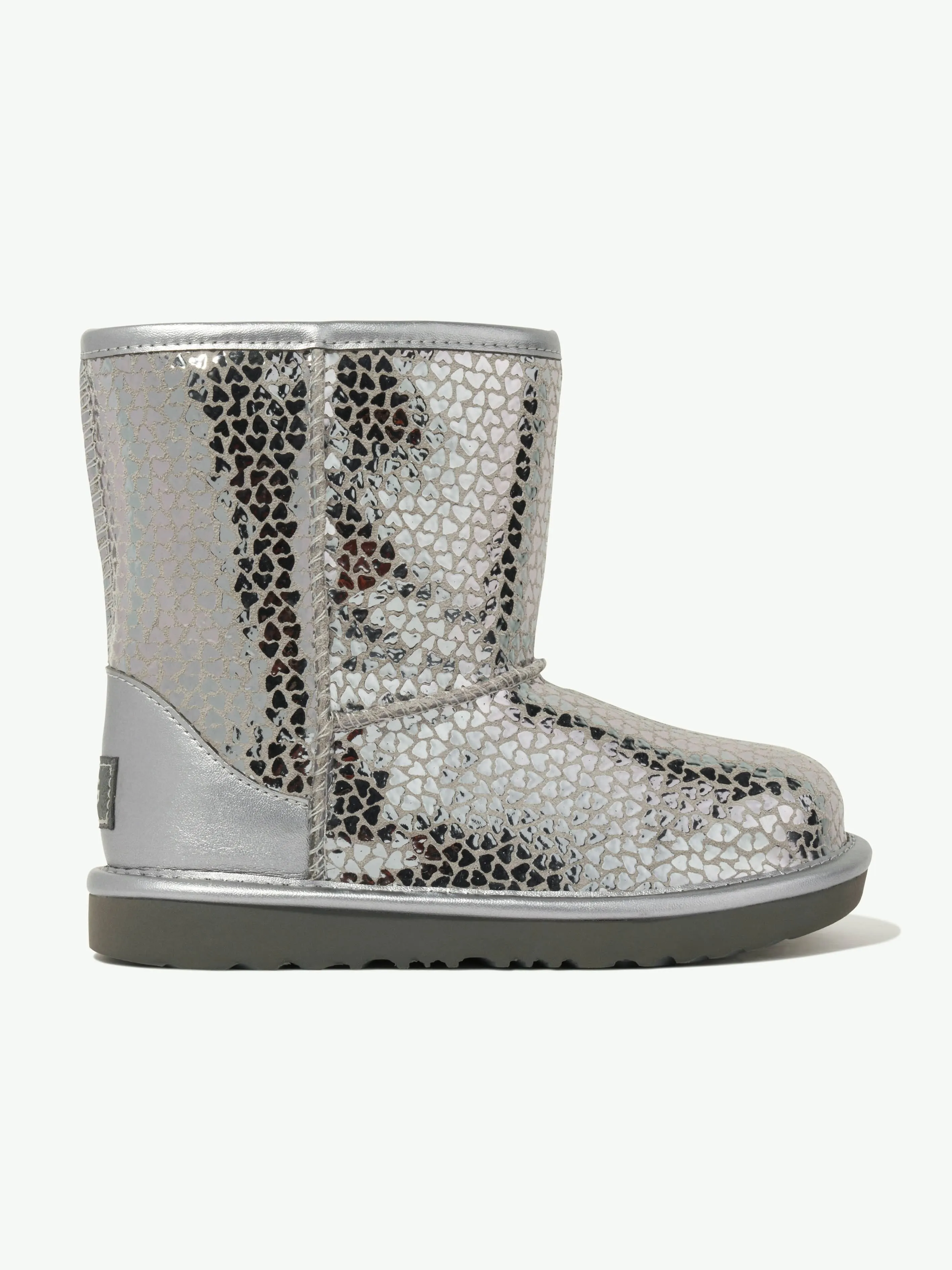 UGG Girls Classic II Gel Hearts Boots in Silver