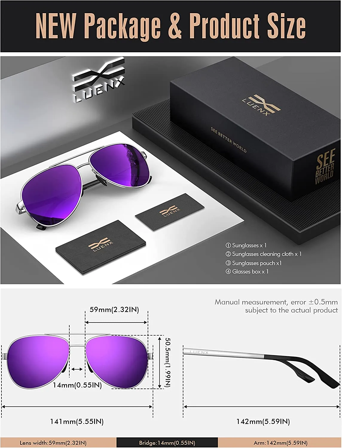 Unisex Aviator Sunglasses with UV400 Protection