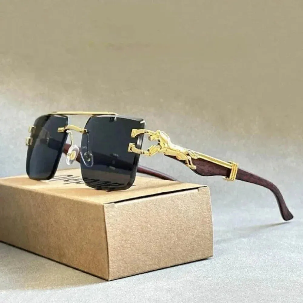 Unisex Vintage Luxury Style Rimless Square Designer Fashion Sunglasses