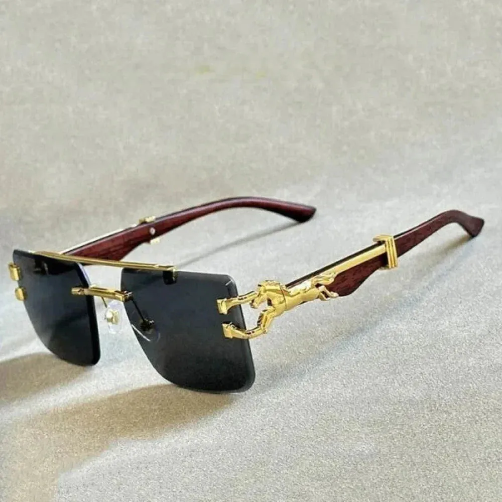 Unisex Vintage Luxury Style Rimless Square Designer Fashion Sunglasses