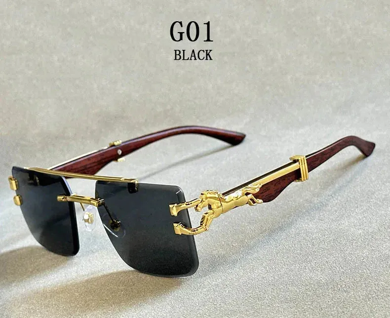 Unisex Vintage Luxury Style Rimless Square Designer Fashion Sunglasses