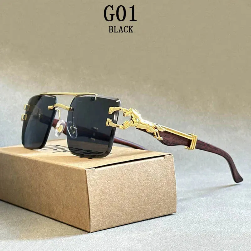 Unisex Vintage Luxury Style Rimless Square Designer Fashion Sunglasses