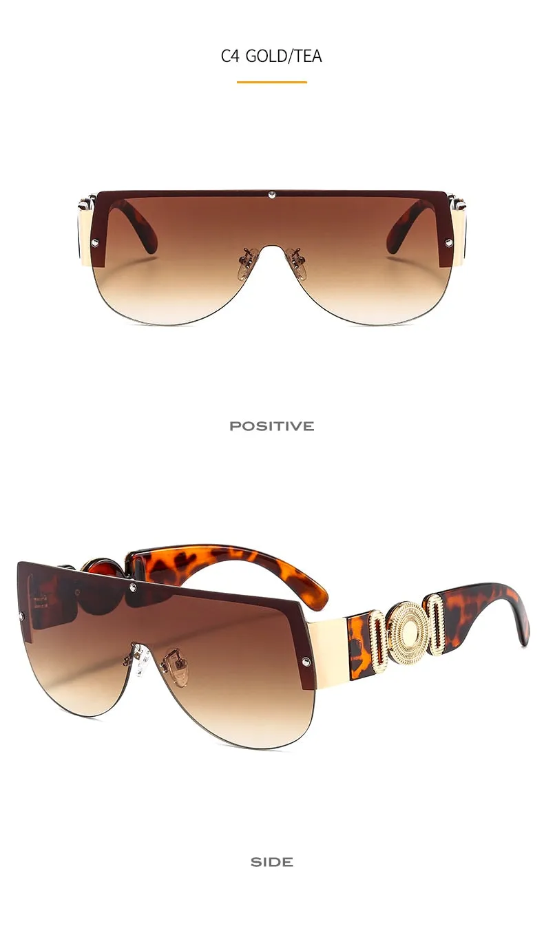 Unisex's Fashion Leopard Luxury Gradients Shield Goggle Sunglasses