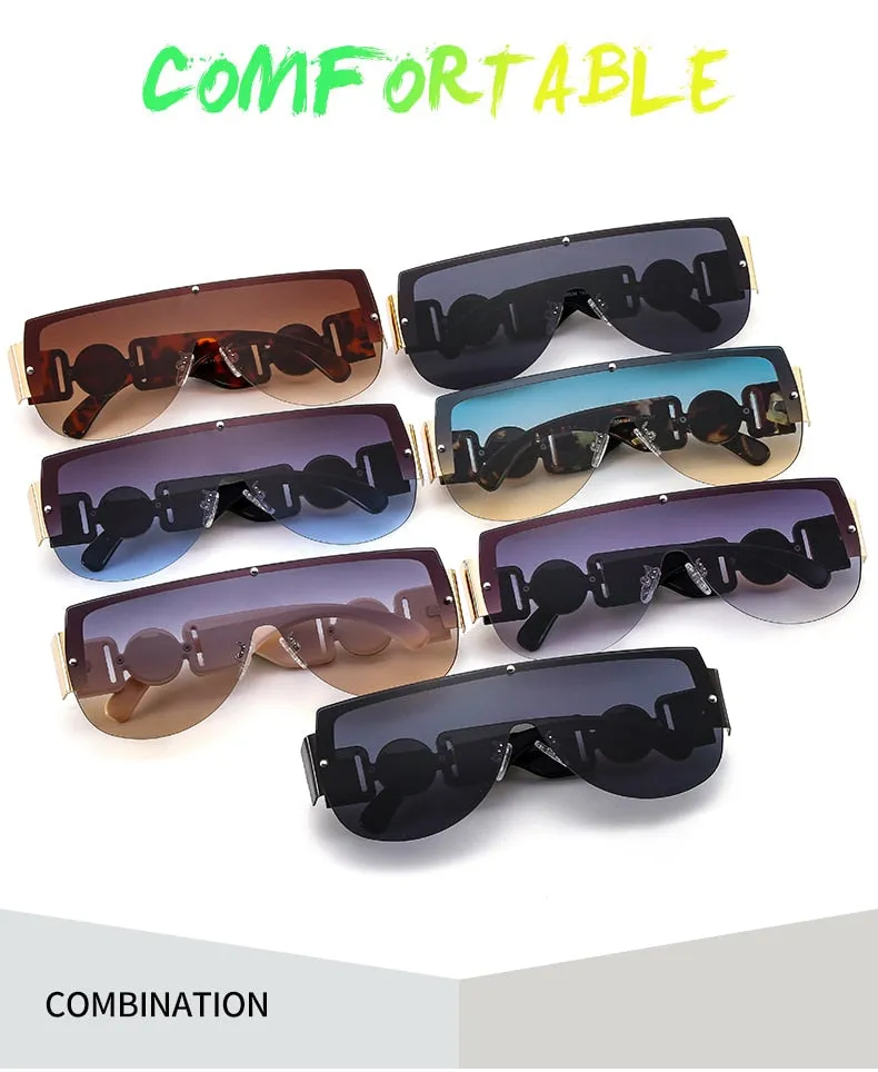 Unisex's Fashion Leopard Luxury Gradients Shield Goggle Sunglasses