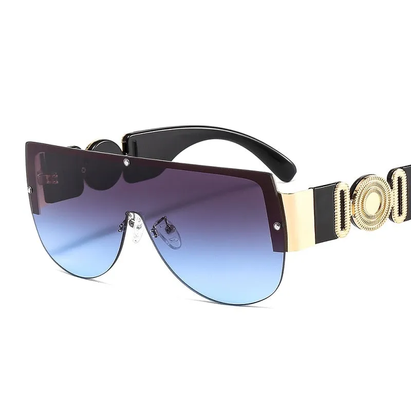 Unisex's Fashion Leopard Luxury Gradients Shield Goggle Sunglasses