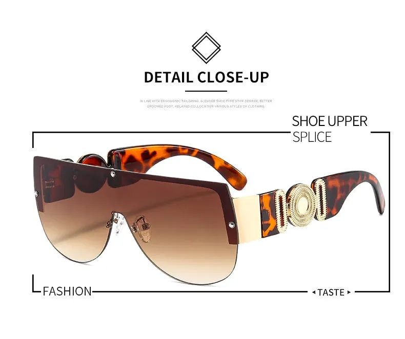 Unisex's Fashion Leopard Luxury Gradients Shield Goggle Sunglasses