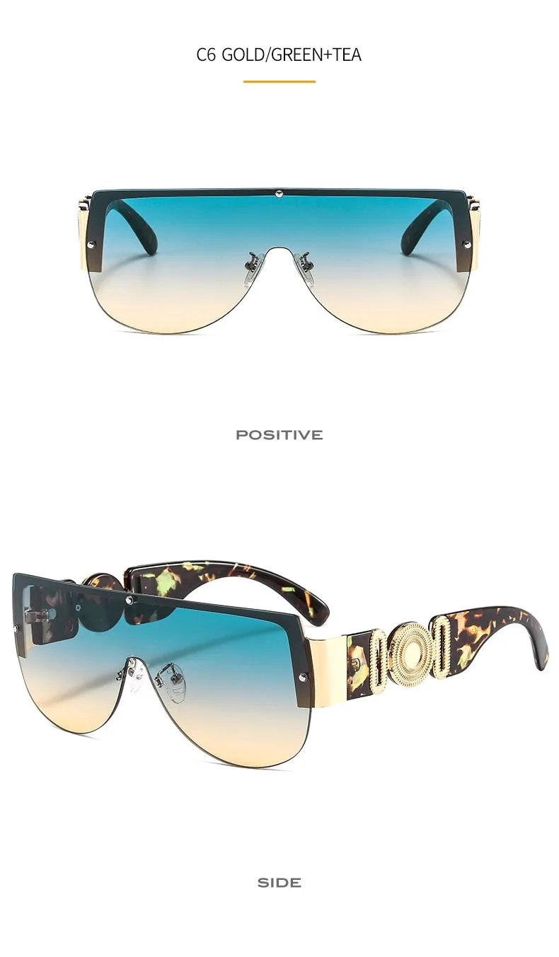 Unisex's Fashion Leopard Luxury Gradients Shield Goggle Sunglasses