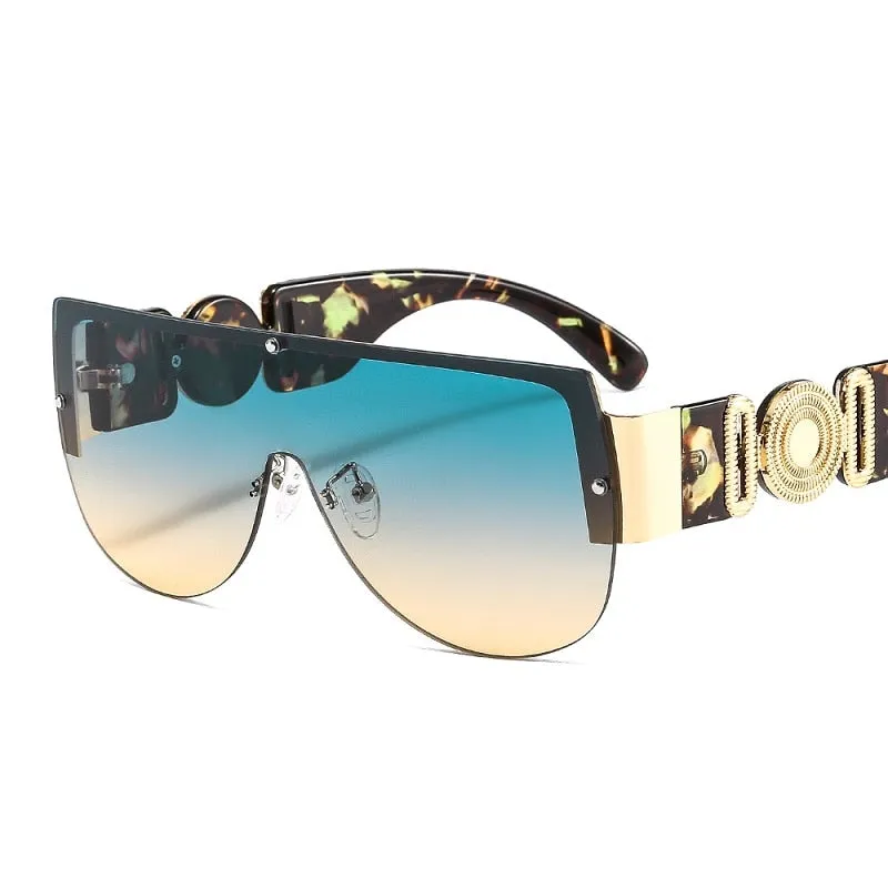 Unisex's Fashion Leopard Luxury Gradients Shield Goggle Sunglasses