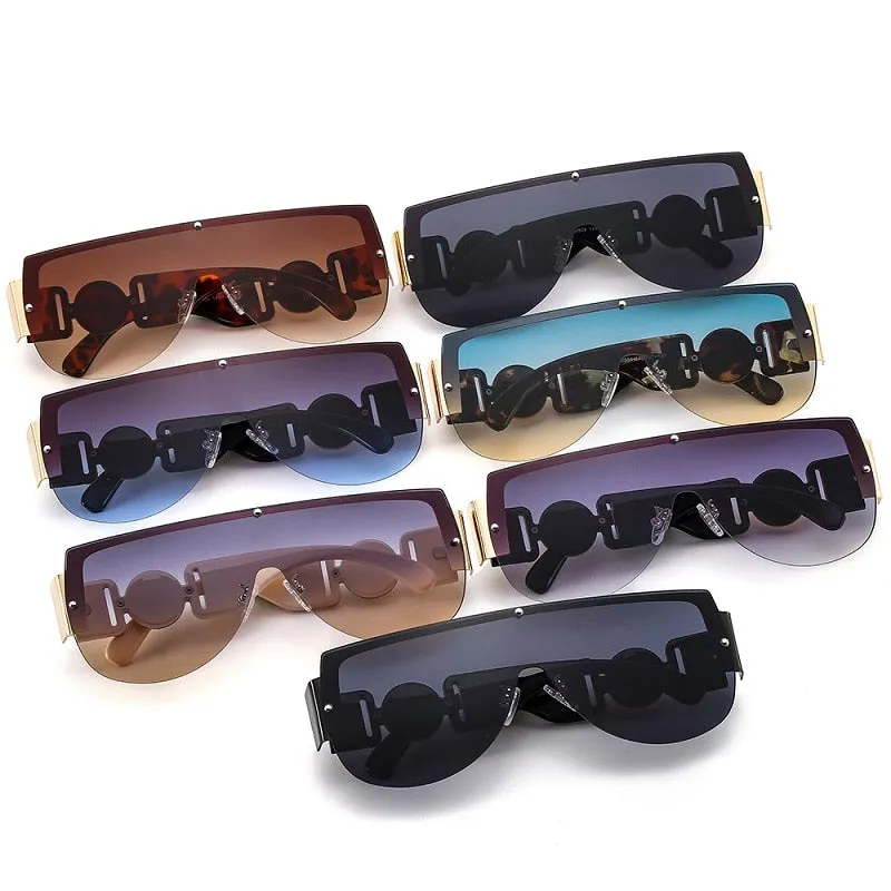 Unisex's Fashion Leopard Luxury Gradients Shield Goggle Sunglasses