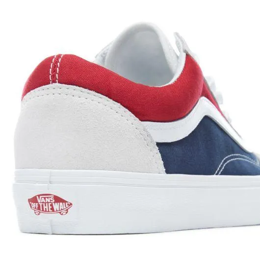 VANS Old Skool Retro Block White Red Dress Blue Sneakers