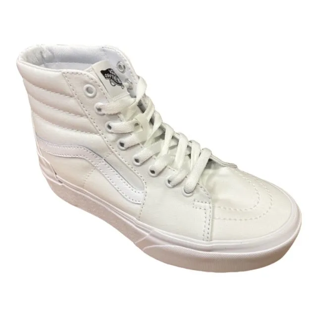 Vans scarpa sneakers da donna con zeppa in tela Sk8-Hi Stacked canvas VN0A4BTWL5R1 bianco