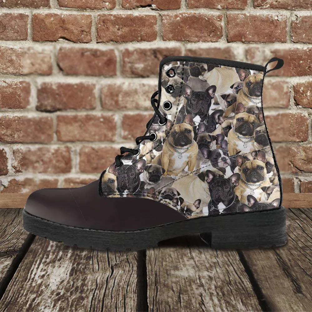 Vegan Leather Boots - French Bulldogs