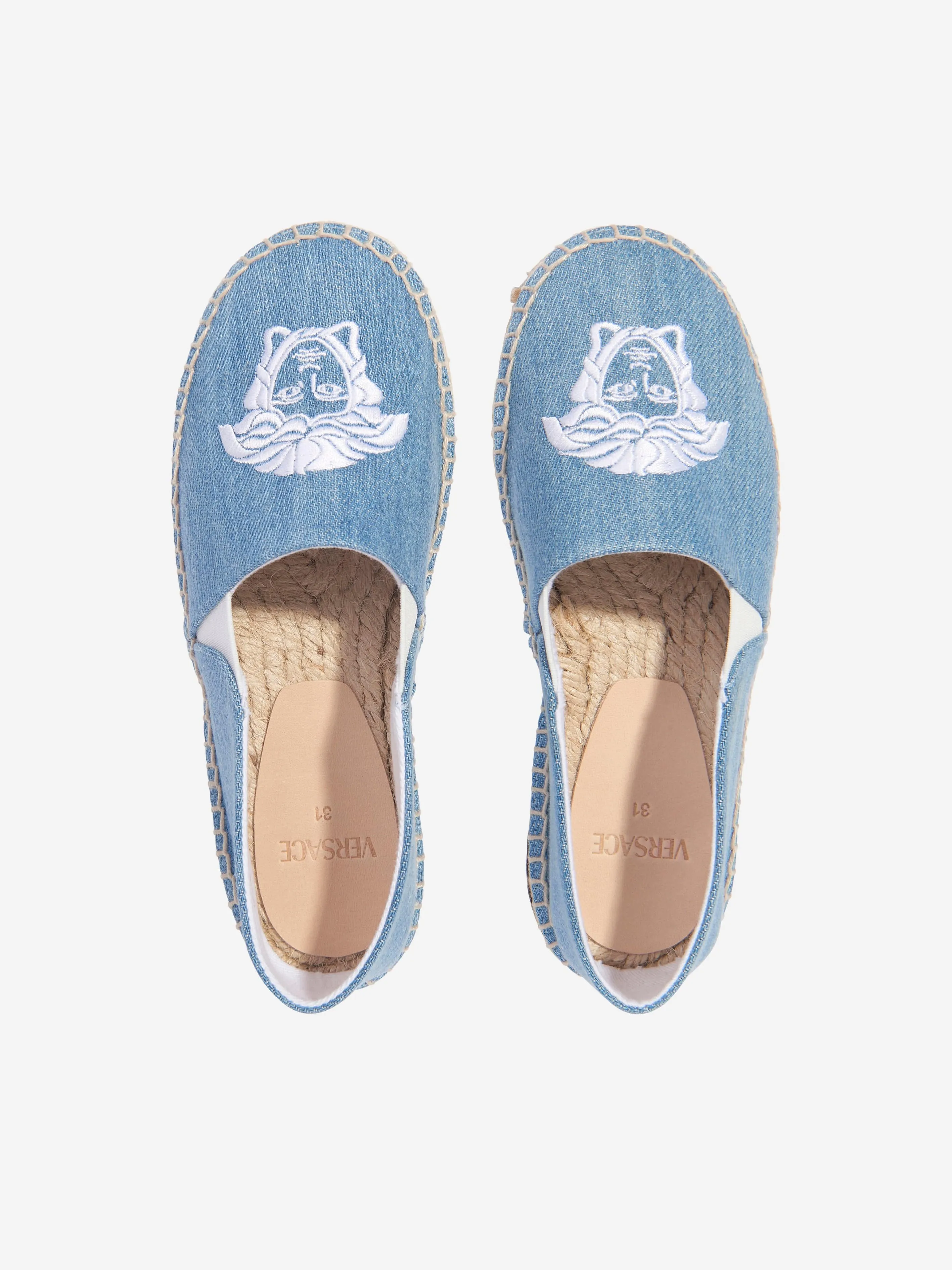 Versace Kids Denim Medusa Espadrilles in Blue