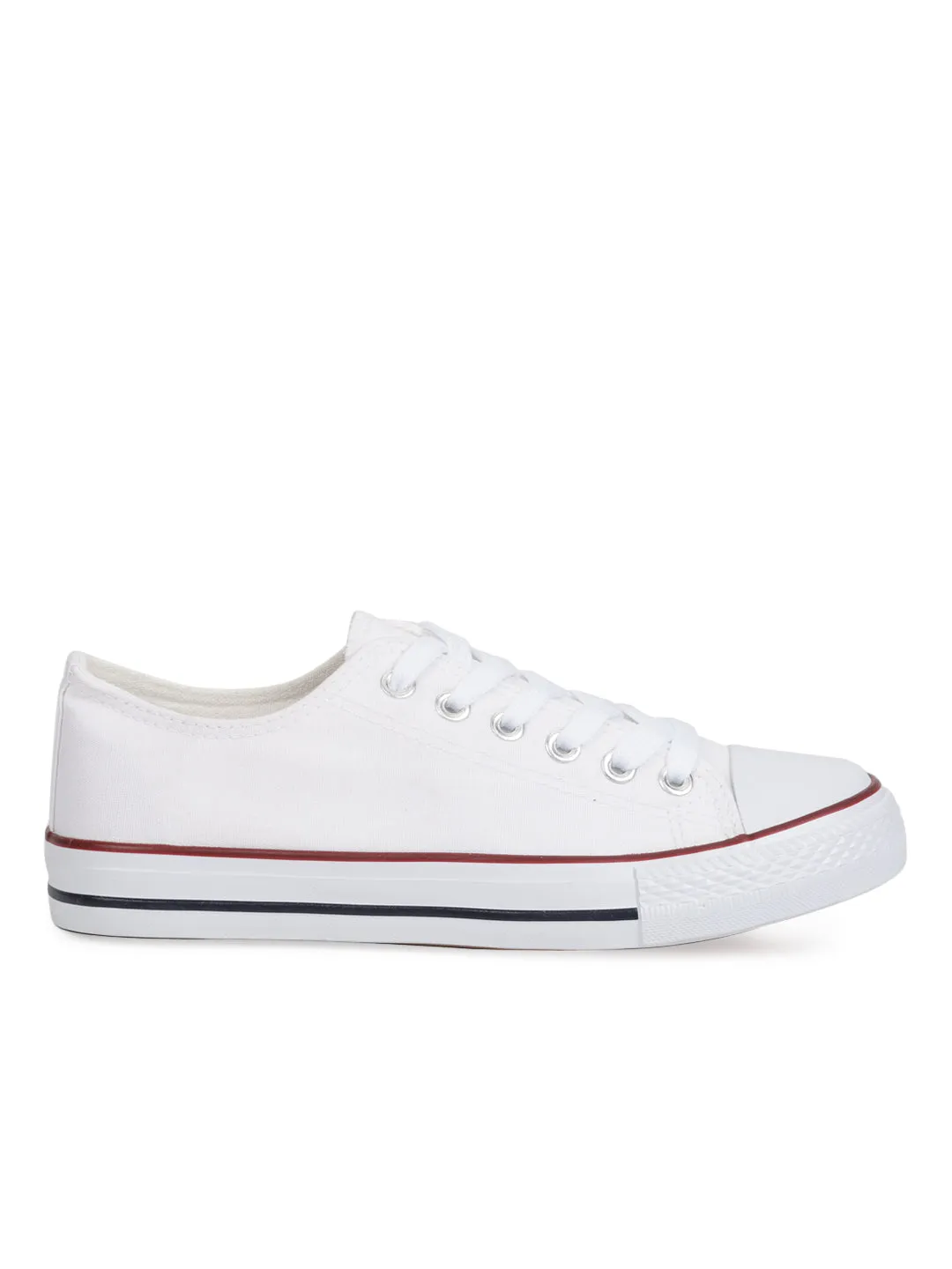 White Canvas Stylish Lace-Up Sneakers For Kids-Unisex (TC-LKCAN3-WHT)