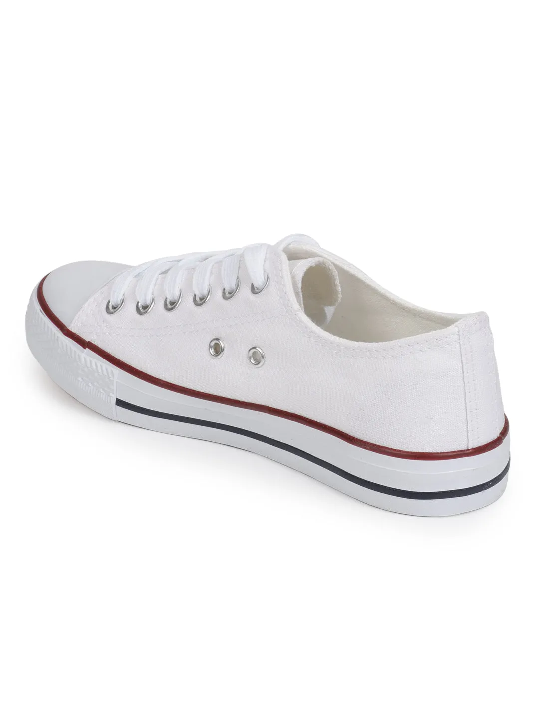 White Canvas Stylish Lace-Up Sneakers For Kids-Unisex (TC-LKCAN3-WHT)