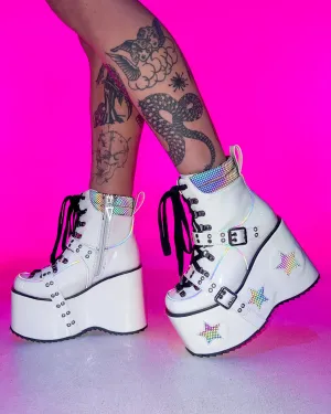 White Spaced Out Platform Boots