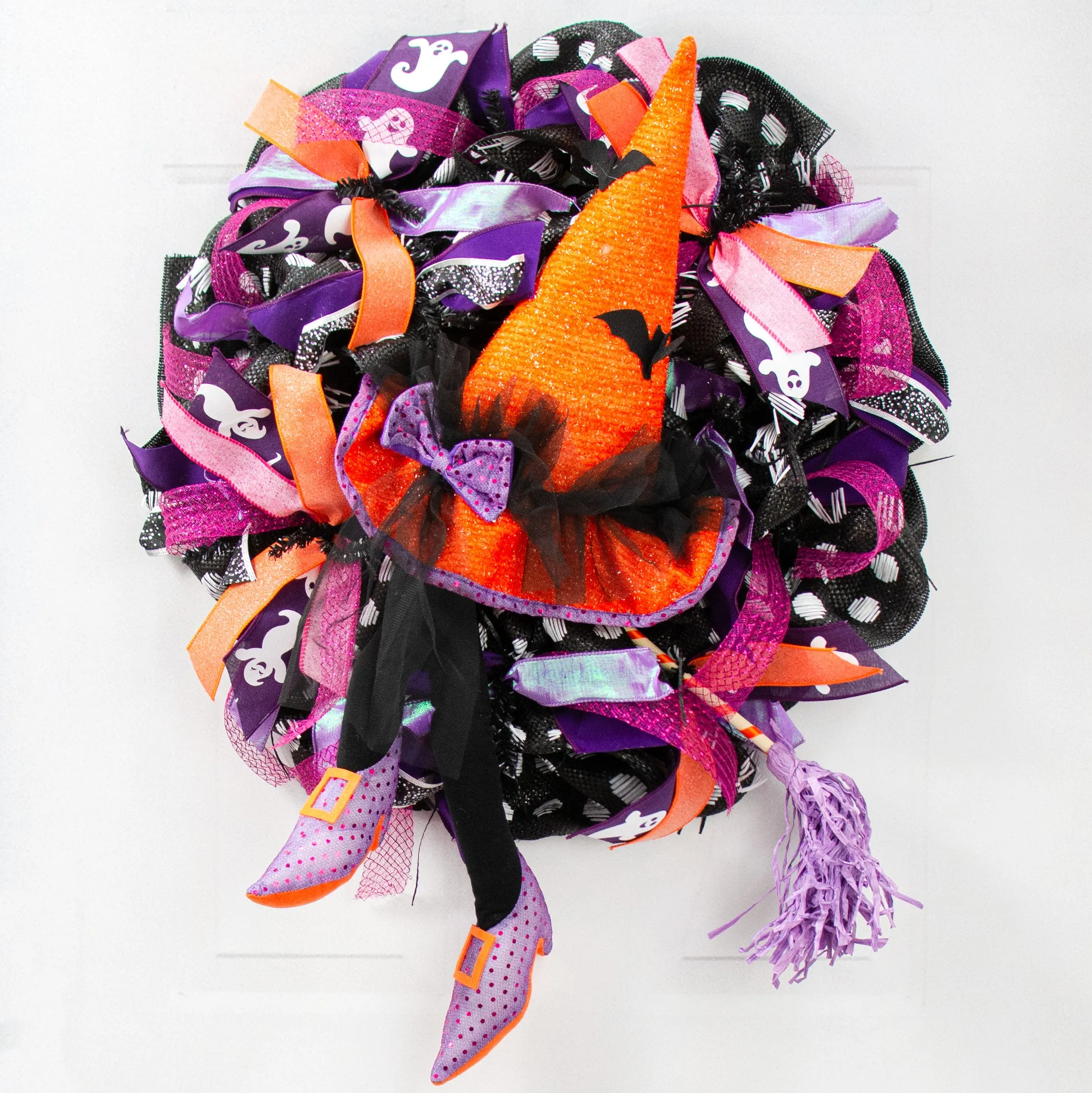 Witch Hat, Legs & Broom Wreath Accent Kit: Black, Orange & Purple