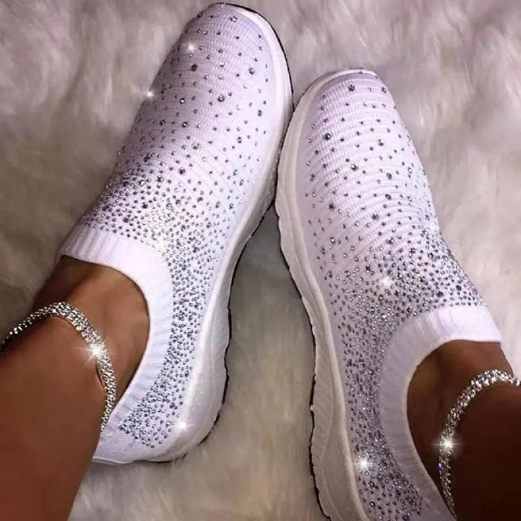 Women Rhinestone Sneakers Soft Breathable Sock Sneakers