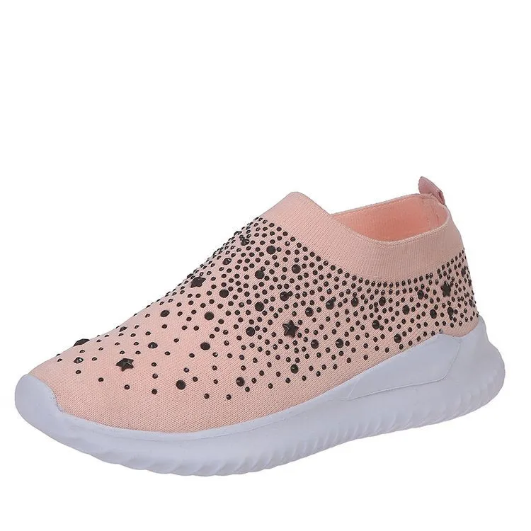 Women Rhinestone Sneakers Soft Breathable Sock Sneakers