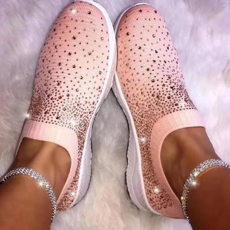 Women Rhinestone Sneakers Soft Breathable Sock Sneakers