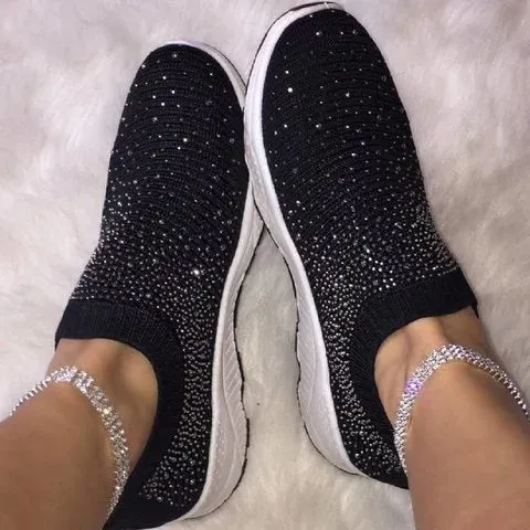 Women Rhinestone Sneakers Soft Breathable Sock Sneakers