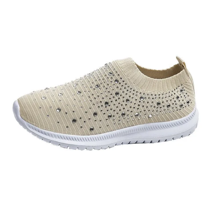 Women Rhinestone Sneakers Soft Breathable Sock Sneakers