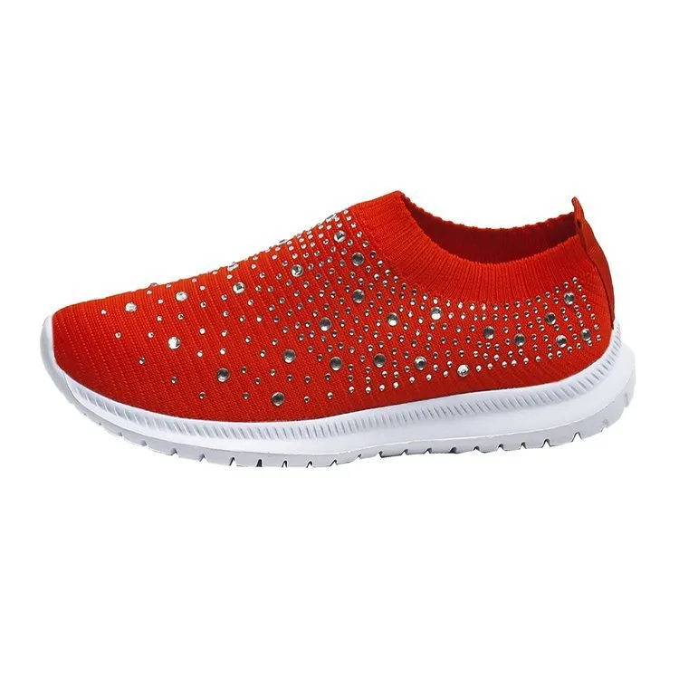 Women Rhinestone Sneakers Soft Breathable Sock Sneakers