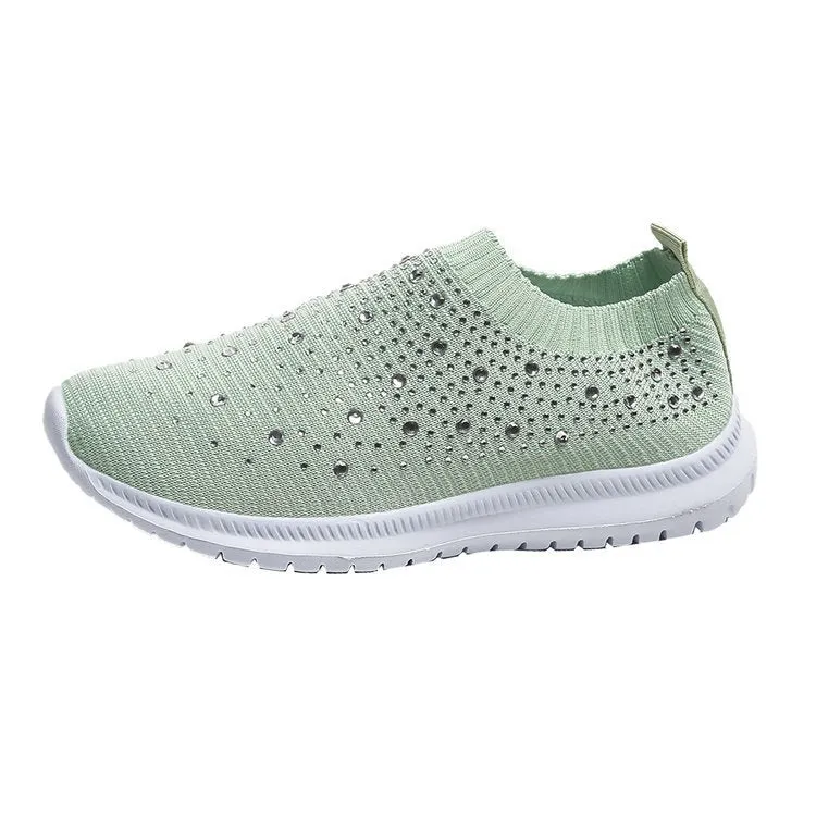 Women Rhinestone Sneakers Soft Breathable Sock Sneakers