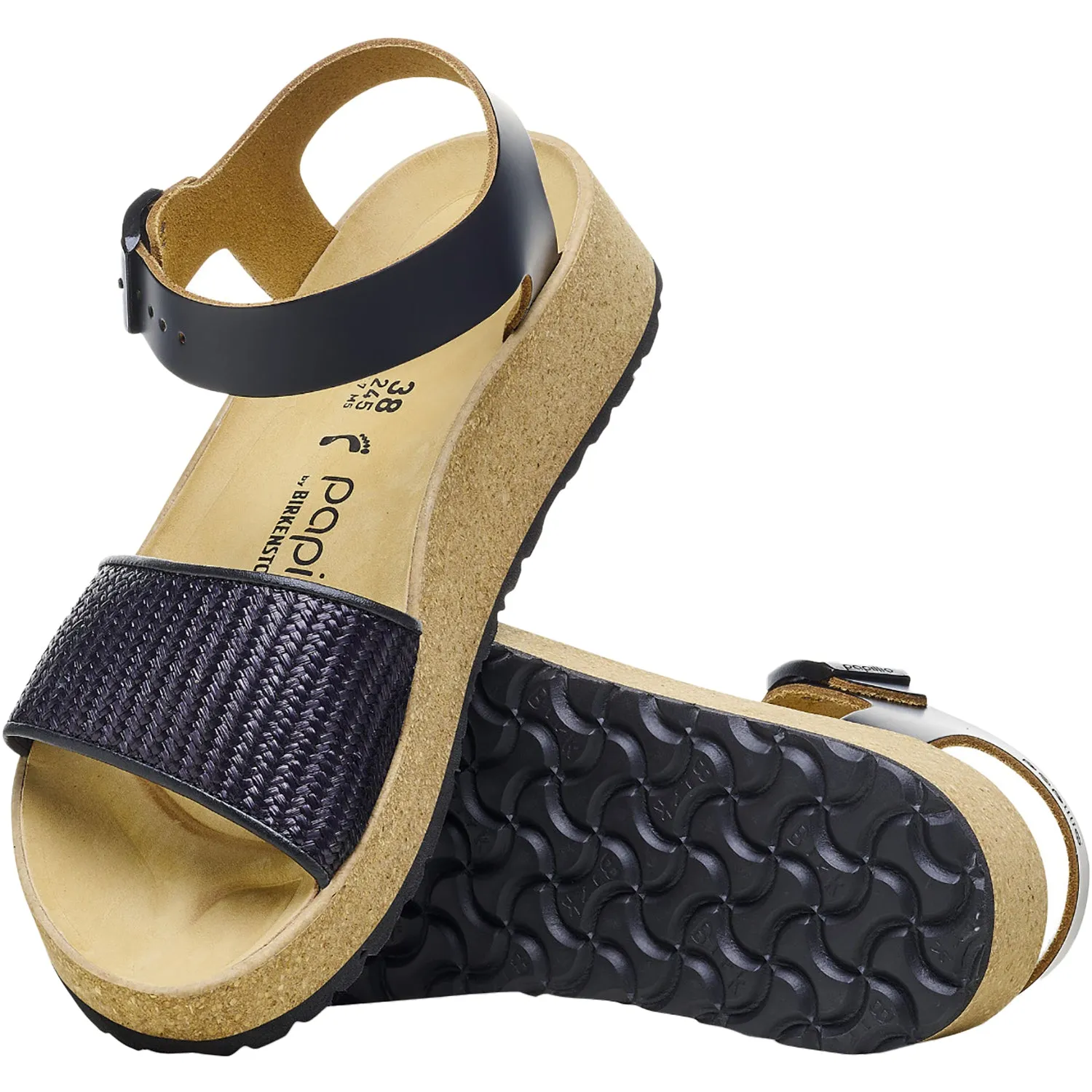 Women's Birkenstock Papillio Glenda Black/Raffia Leather