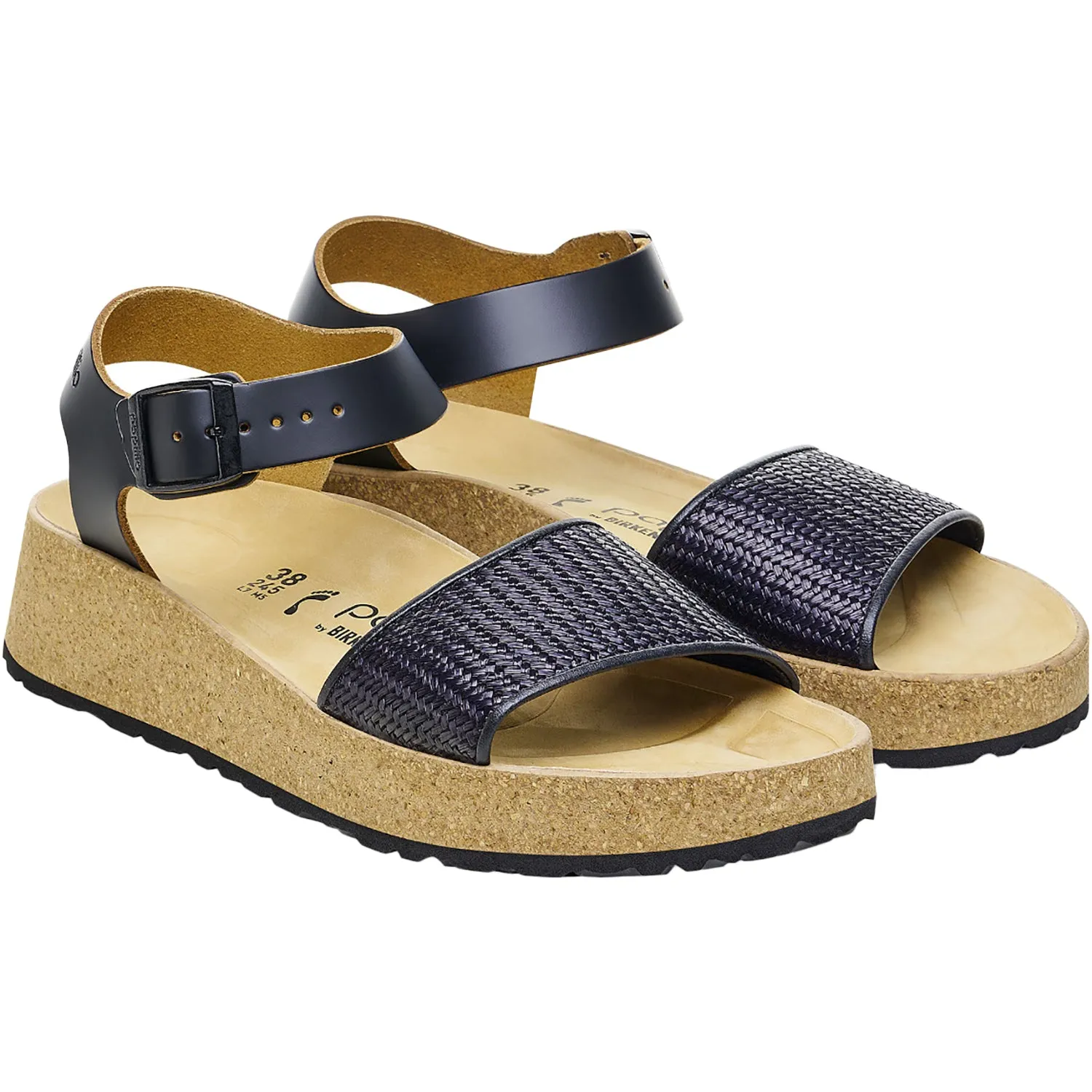 Women's Birkenstock Papillio Glenda Black/Raffia Leather