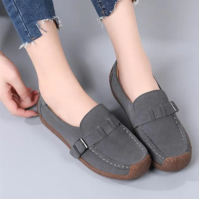 Women's flat buckle strap loafers slip on flat shoes for spring/fall