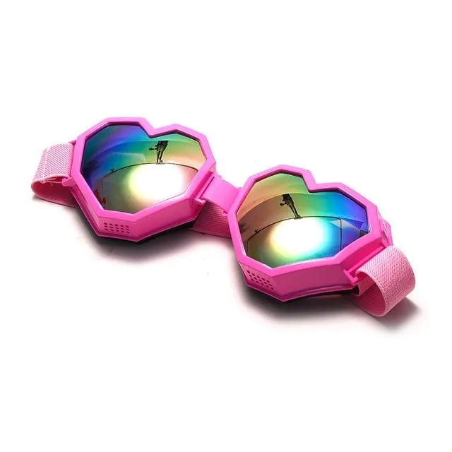 Women's Gradient UV400 Heart-Shaped One Piece Oversized Goggle Sunglasses