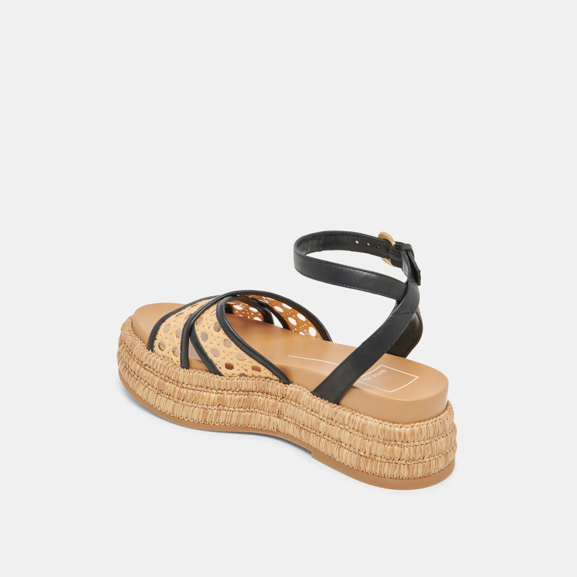 WRILEY SANDALS BLACK WOVEN RAFFIA