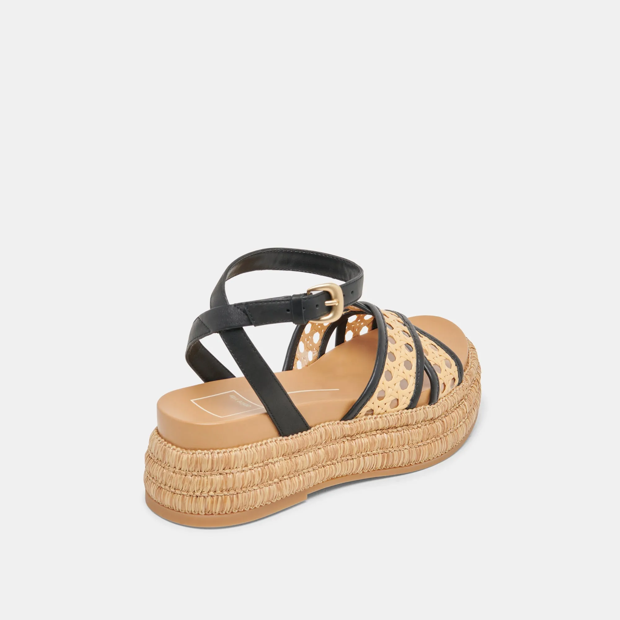 WRILEY SANDALS BLACK WOVEN RAFFIA