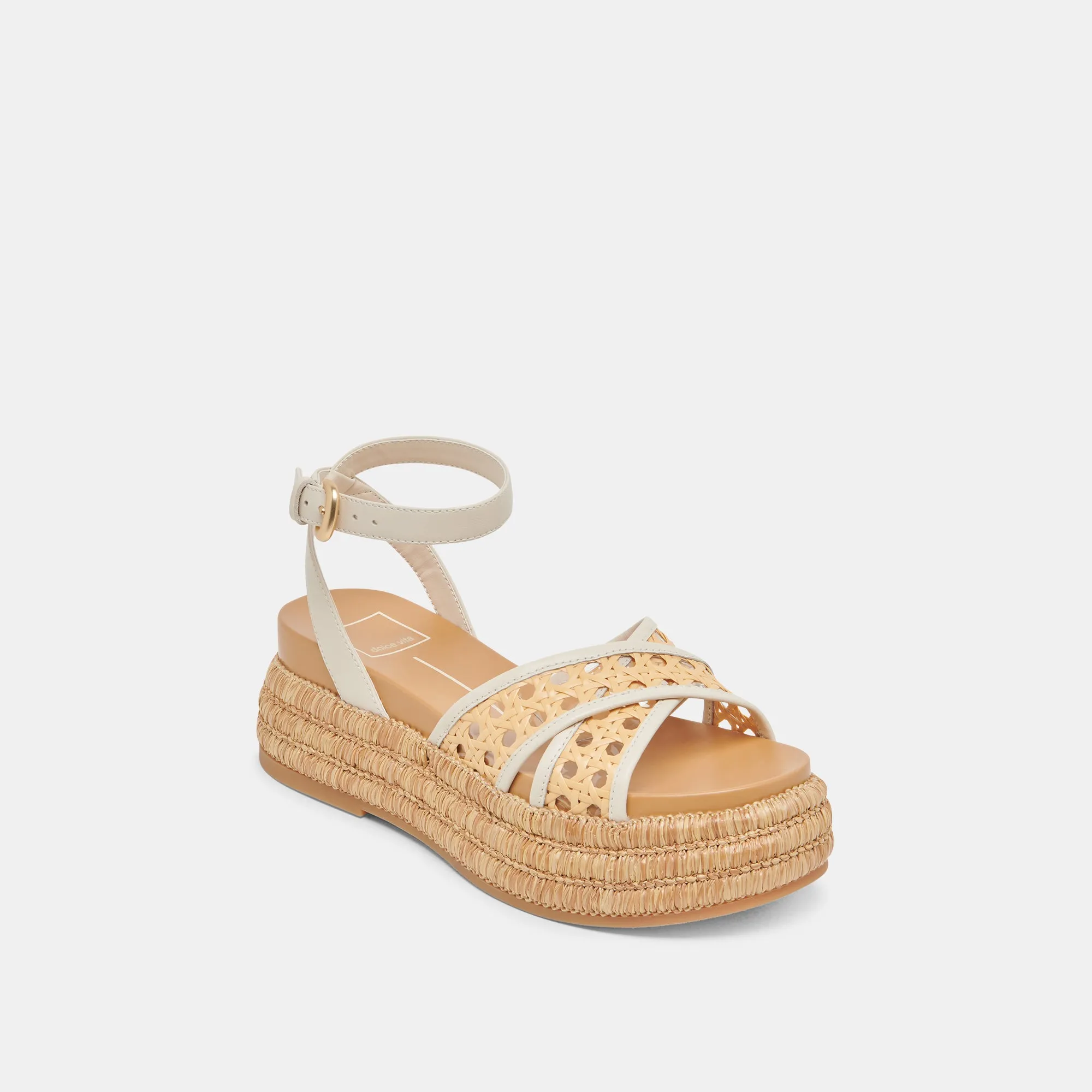 WRILEY SANDALS CREME WOVEN RAFFIA