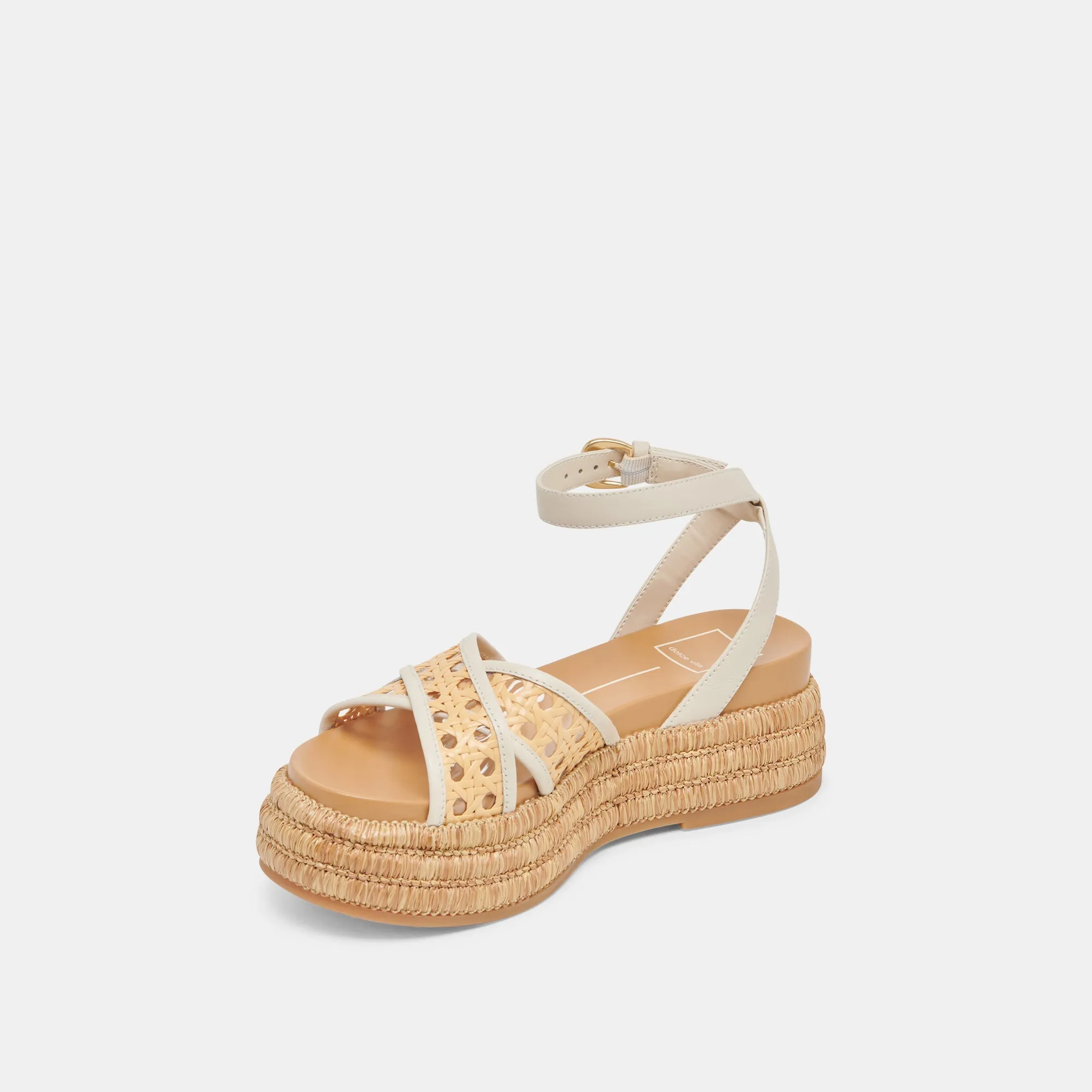 WRILEY SANDALS CREME WOVEN RAFFIA