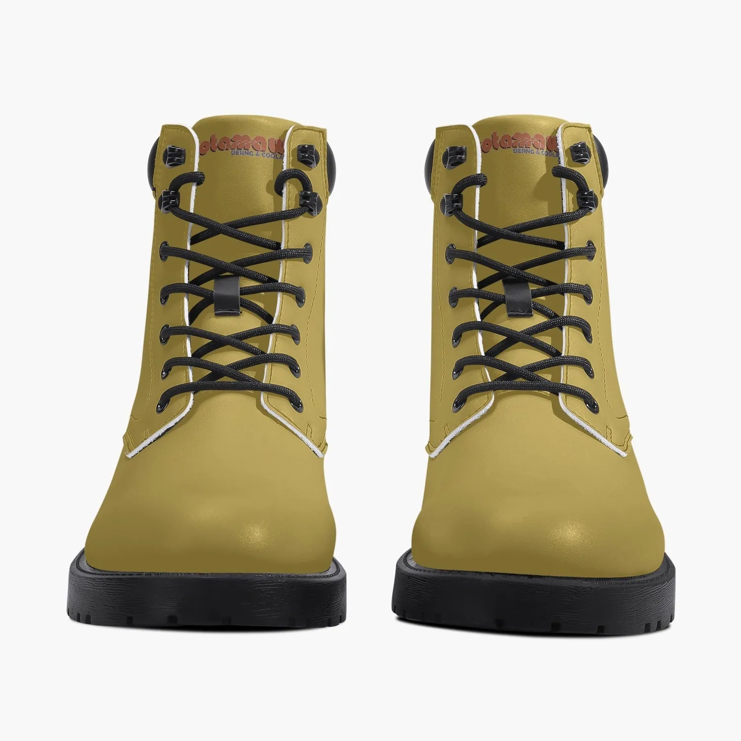 Yellow Casual Leather Boots