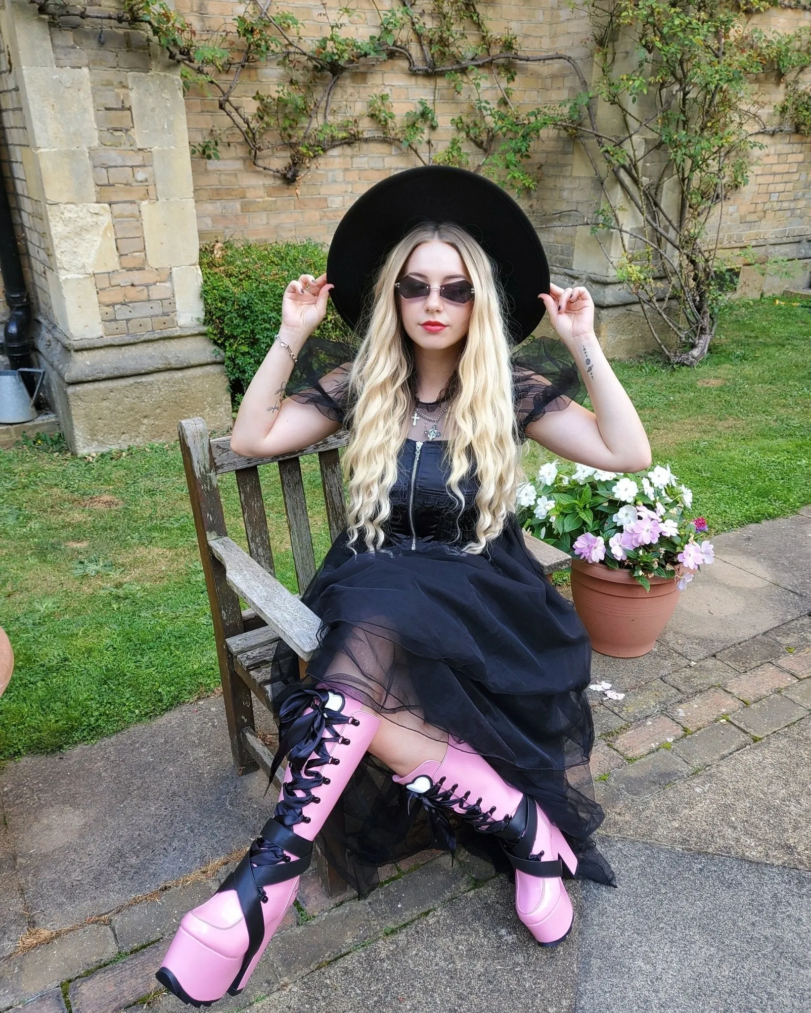 YRU Vamp Pink Vegan Leather Platform Boots