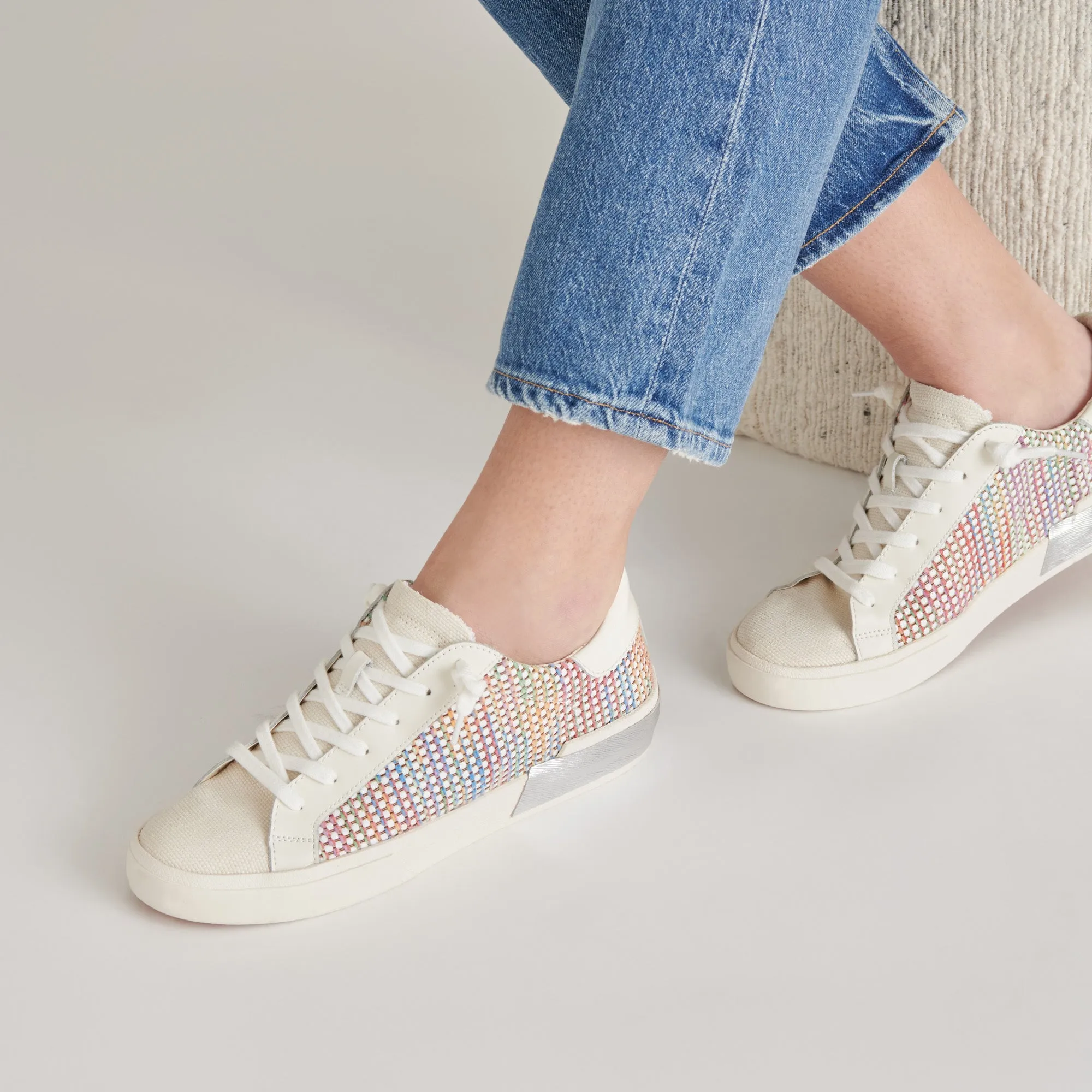 ZINA PRIDE SNEAKERS WHITE MULTI RAFFIA