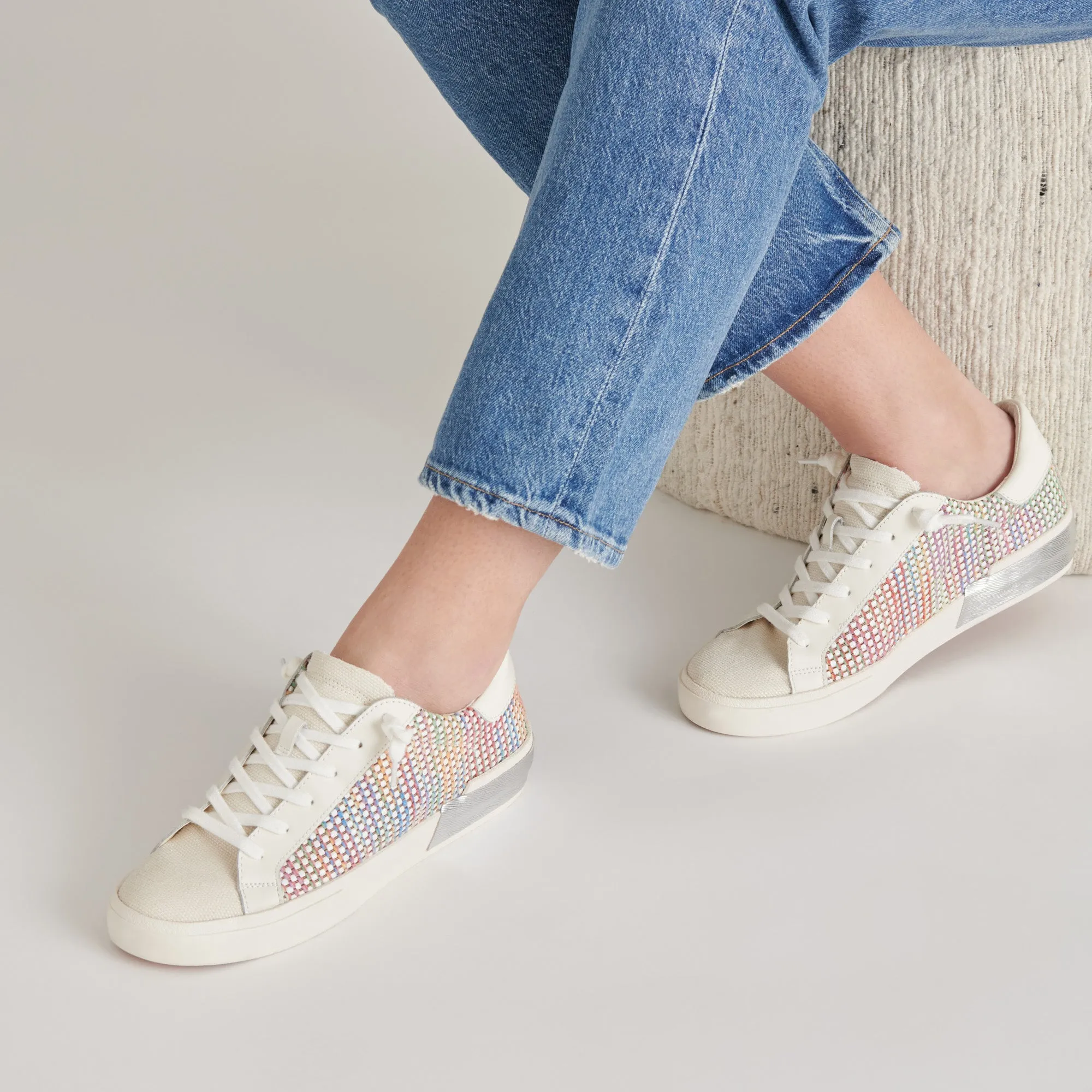 ZINA PRIDE SNEAKERS WHITE MULTI RAFFIA